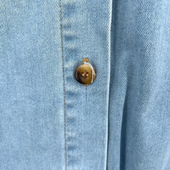 ENZA COSTA Soft Denim Shirt Dress Womens Small Light Blue Short Sleeve Button Up - Picture 13 of 14